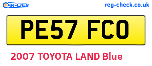 PE57FCO are the vehicle registration plates.