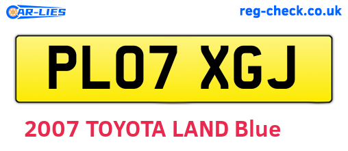 PL07XGJ are the vehicle registration plates.