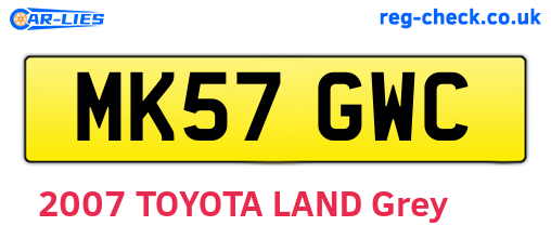 MK57GWC are the vehicle registration plates.