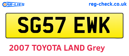 SG57EWK are the vehicle registration plates.