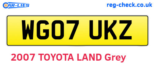 WG07UKZ are the vehicle registration plates.