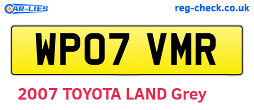 WP07VMR are the vehicle registration plates.