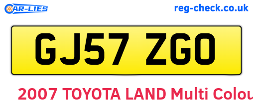 GJ57ZGO are the vehicle registration plates.