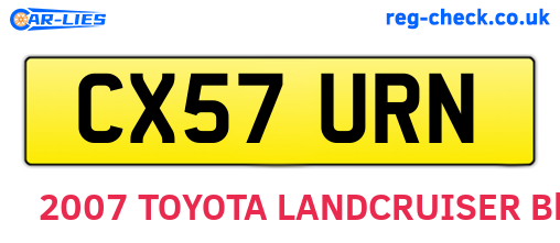 CX57URN are the vehicle registration plates.