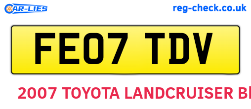 FE07TDV are the vehicle registration plates.