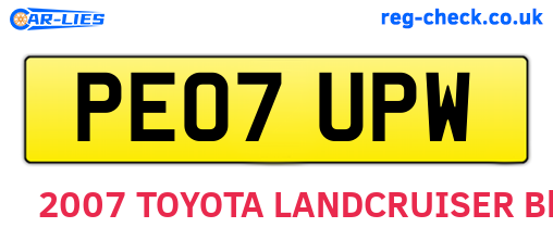 PE07UPW are the vehicle registration plates.
