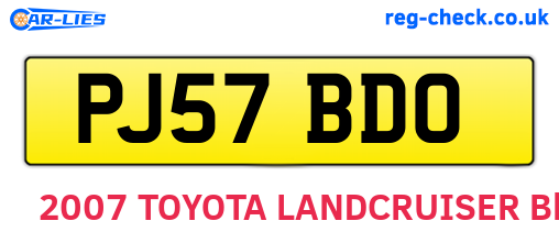 PJ57BDO are the vehicle registration plates.