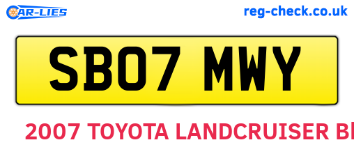 SB07MWY are the vehicle registration plates.