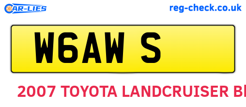 W6AWS are the vehicle registration plates.
