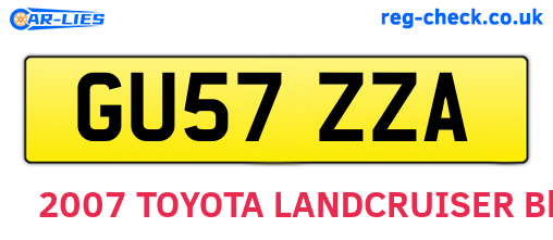 GU57ZZA are the vehicle registration plates.