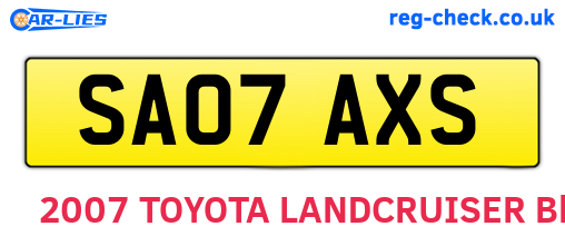 SA07AXS are the vehicle registration plates.