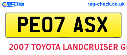 PE07ASX are the vehicle registration plates.