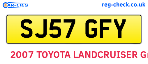 SJ57GFY are the vehicle registration plates.
