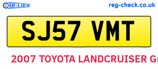 SJ57VMT are the vehicle registration plates.