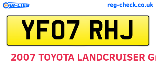 YF07RHJ are the vehicle registration plates.