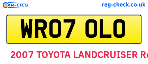 WR07OLO are the vehicle registration plates.