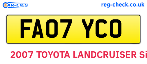 FA07YCO are the vehicle registration plates.