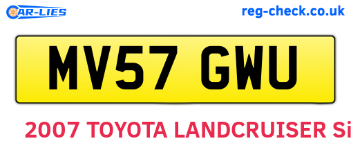 MV57GWU are the vehicle registration plates.