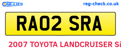 RA02SRA are the vehicle registration plates.