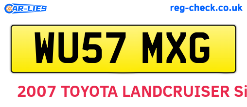 WU57MXG are the vehicle registration plates.