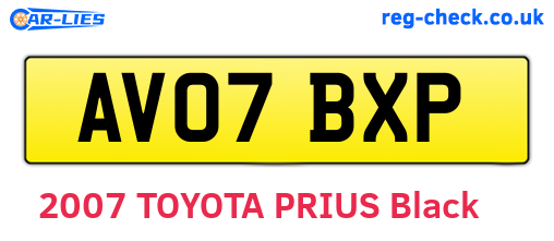 AV07BXP are the vehicle registration plates.