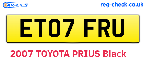 ET07FRU are the vehicle registration plates.