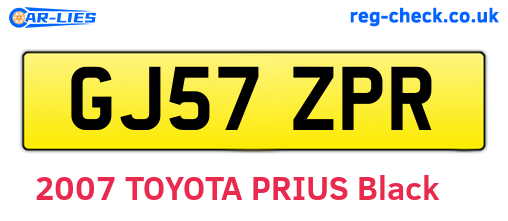 GJ57ZPR are the vehicle registration plates.