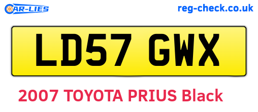 LD57GWX are the vehicle registration plates.