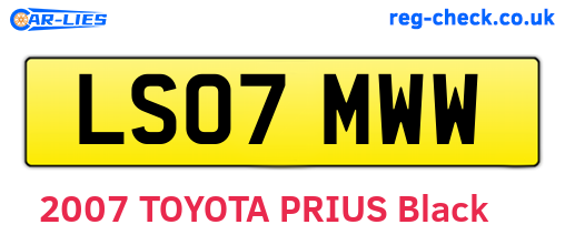LS07MWW are the vehicle registration plates.