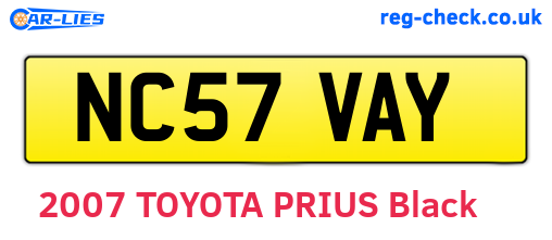 NC57VAY are the vehicle registration plates.