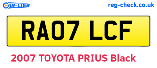 RA07LCF are the vehicle registration plates.