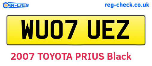 WU07UEZ are the vehicle registration plates.