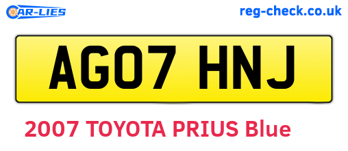 AG07HNJ are the vehicle registration plates.