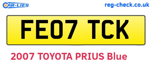 FE07TCK are the vehicle registration plates.