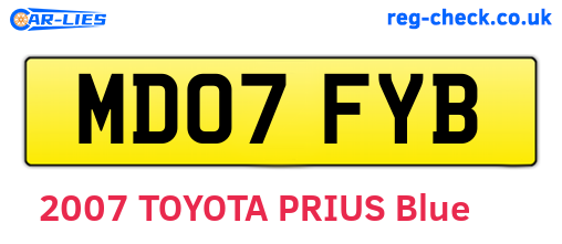 MD07FYB are the vehicle registration plates.
