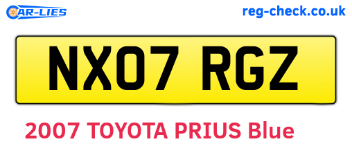 NX07RGZ are the vehicle registration plates.