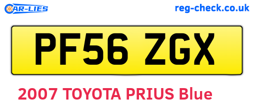 PF56ZGX are the vehicle registration plates.