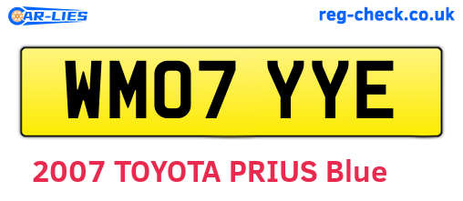 WM07YYE are the vehicle registration plates.