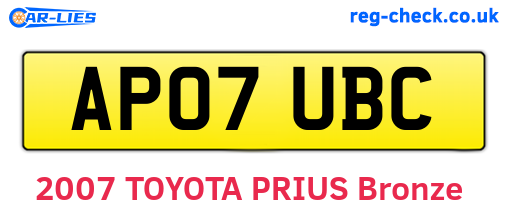 AP07UBC are the vehicle registration plates.