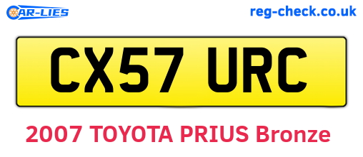 CX57URC are the vehicle registration plates.