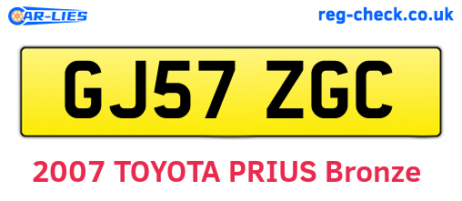 GJ57ZGC are the vehicle registration plates.