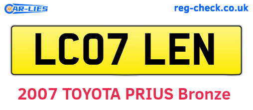 LC07LEN are the vehicle registration plates.