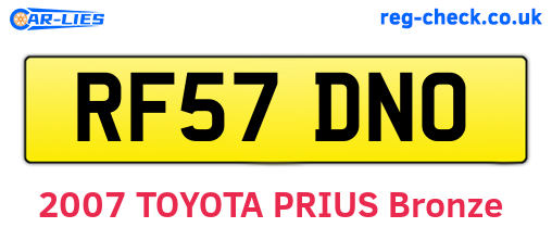 RF57DNO are the vehicle registration plates.
