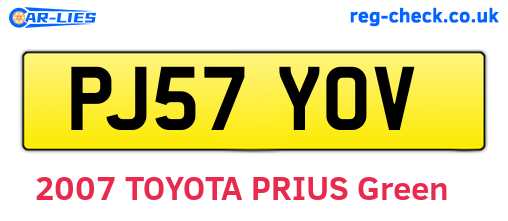 PJ57YOV are the vehicle registration plates.