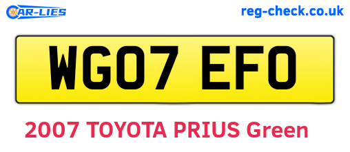 WG07EFO are the vehicle registration plates.