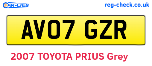 AV07GZR are the vehicle registration plates.
