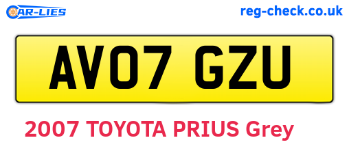 AV07GZU are the vehicle registration plates.