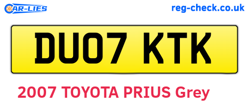 DU07KTK are the vehicle registration plates.
