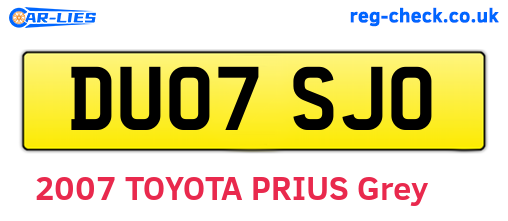 DU07SJO are the vehicle registration plates.
