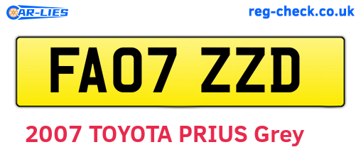 FA07ZZD are the vehicle registration plates.